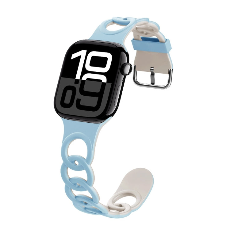 For Apple Watch Series 10 46mm Donut Hollow Silicone Watch Band(Sky Blue Starlight) - free shipping - PMc TechLife - Order now!