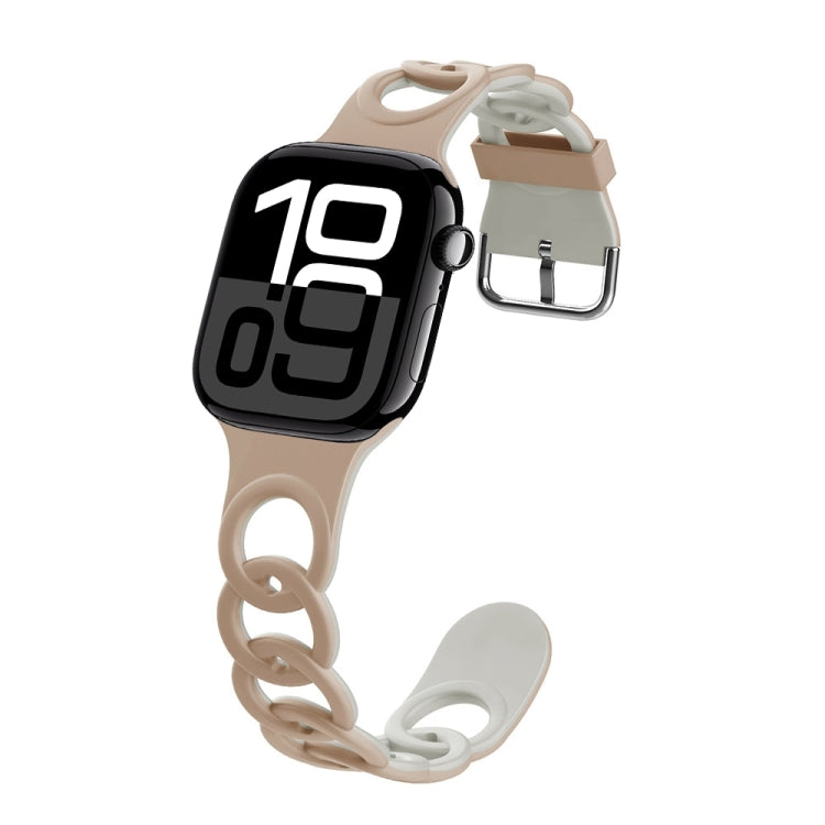 For Apple Watch Series 10 42mm Donut Hollow Silicone Watch Band(Milk Tea Rock White) - free shipping - PMc TechLife - Order now!