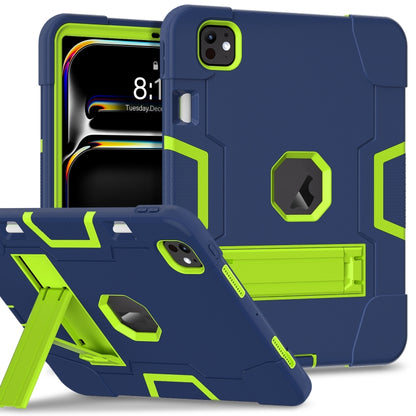 For iPad Pro 11 2024 Contrast Color Silicone Acrylic PC Tablet Case with Holder(Navy Blue Yellow Green) - iPad Pro 11 2024 Cases by PMC Jewellery | Online Shopping South Africa | PMC Jewellery | Buy Now Pay Later Mobicred