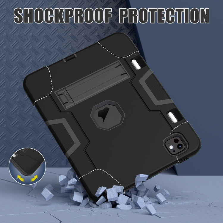 For iPad Pro 11 2024 Contrast Color Silicone Acrylic PC Tablet Case with Holder(Black) - iPad Pro 11 2024 Cases by PMC TechLife | Online Shopping South Africa | PMC TechLife | Buy Now Pay Later Mobicred
