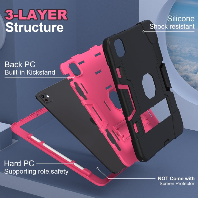 For iPad Pro 11 2024 Contrast Color Silicone Acrylic PC Tablet Case with Holder(Black Rose Red) - iPad Pro 11 2024 Cases by PMC TechLife | Online Shopping South Africa | PMC TechLife | Buy Now Pay Later Mobicred