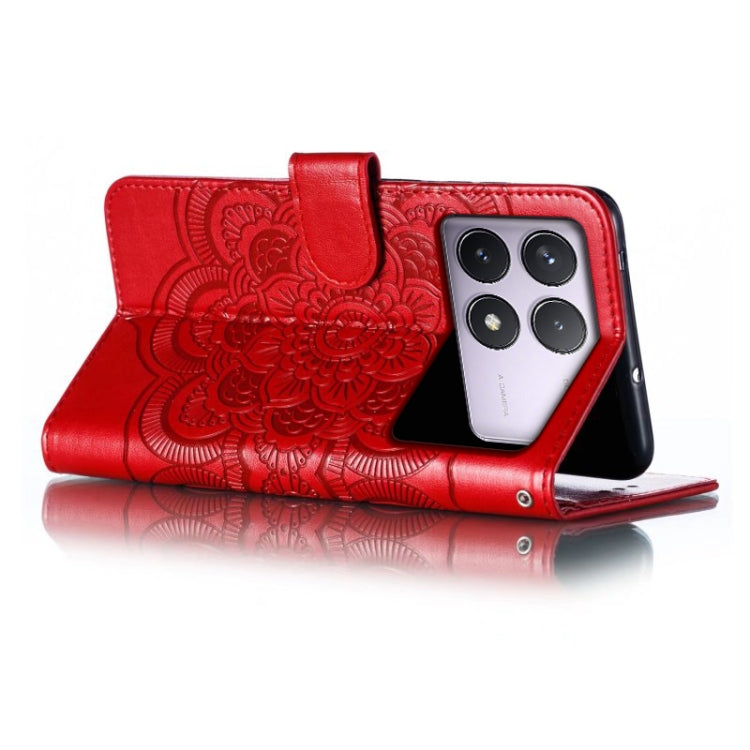 For Xiaomi Redmi K70 Sun Mandala Embossing Pattern Phone Leather Case(Red) - K70 Cases by PMC Jewellery | Online Shopping South Africa | PMC Jewellery | Buy Now Pay Later Mobicred