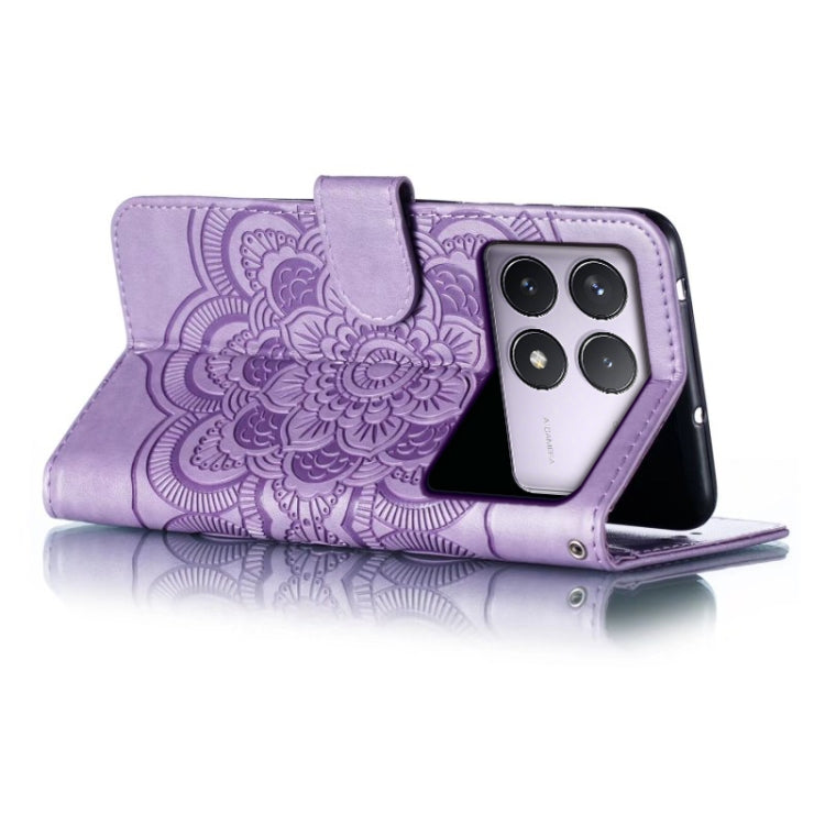 For Xiaomi Redmi K70 Sun Mandala Embossing Pattern Phone Leather Case(Purple) - K70 Cases by PMC Jewellery | Online Shopping South Africa | PMC Jewellery | Buy Now Pay Later Mobicred