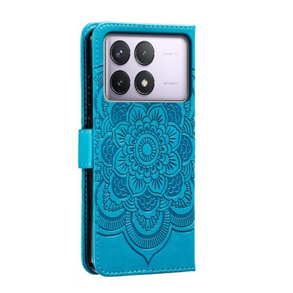 For Xiaomi Redmi K70 Sun Mandala Embossing Pattern Phone Leather Case(Blue) - K70 Cases by PMC Jewellery | Online Shopping South Africa | PMC Jewellery | Buy Now Pay Later Mobicred