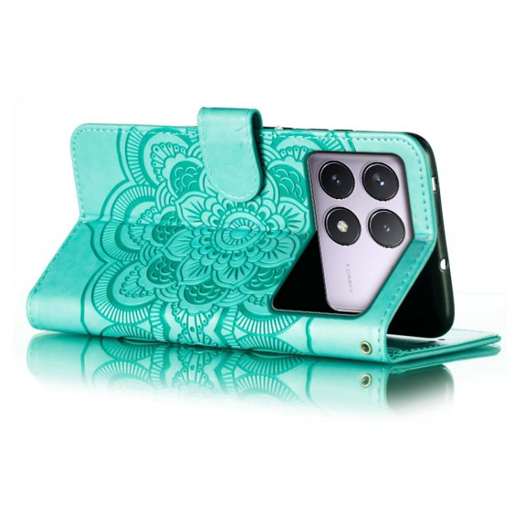 For Xiaomi Redmi K70 Sun Mandala Embossing Pattern Phone Leather Case(Green) - K70 Cases by PMC Jewellery | Online Shopping South Africa | PMC Jewellery | Buy Now Pay Later Mobicred