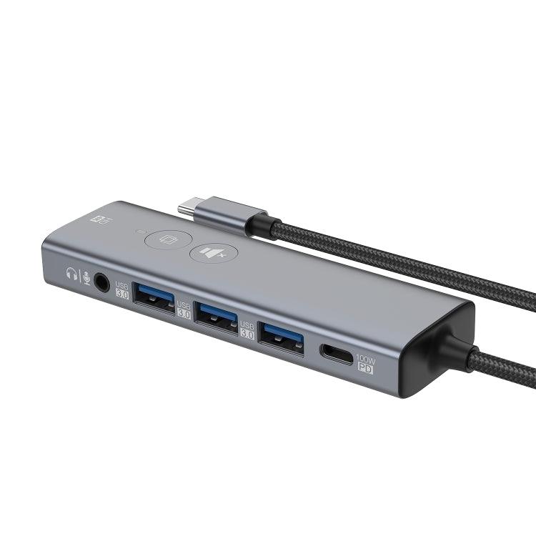 Onten UC123+ USB-C / Type-C to HDTV Multi-function HUB Docking Station with Button, Length:1.5m(Grey) - USB HUB by Onten | Online Shopping South Africa | PMC Jewellery | Buy Now Pay Later Mobicred