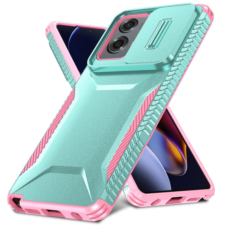 For Motorola Moto G Stylus 5G 2024 Sliding Camshield Phone Case(Grey Green + Pink) - Motorola Cases by PMC Jewellery | Online Shopping South Africa | PMC Jewellery | Buy Now Pay Later Mobicred