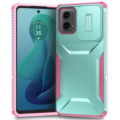 For Motorola Moto G 5G 2024 Sliding Camshield Phone Case(Grey Green + Pink) - Motorola Cases by PMC Jewellery | Online Shopping South Africa | PMC Jewellery | Buy Now Pay Later Mobicred