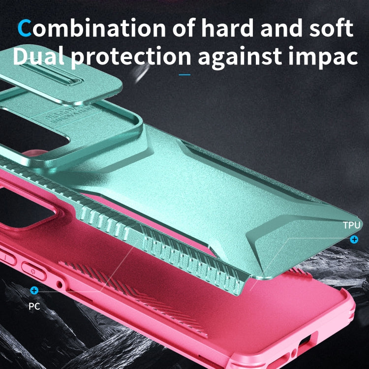 For Motorola Edge 5G 2024 Sliding Camshield Phone Case(Grey Green + Pink) - Motorola Cases by PMC Jewellery | Online Shopping South Africa | PMC Jewellery | Buy Now Pay Later Mobicred