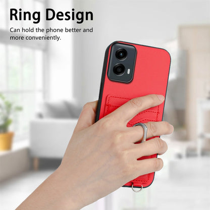 For Motorola Moto G 5G 2024 R20 Crossbody Rope Ring Card Holder Phone Case(Red) - Motorola Cases by PMC Jewellery | Online Shopping South Africa | PMC Jewellery | Buy Now Pay Later Mobicred