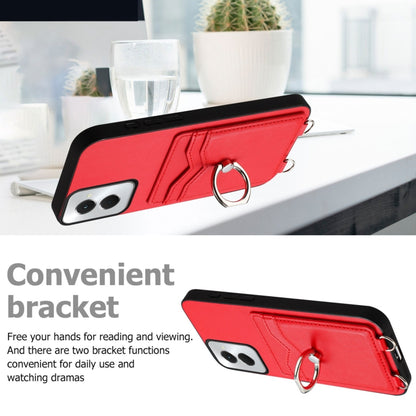 For Motorola Moto G Stylus 5G 2024 R20 Crossbody Rope Ring Card Holder Phone Case(Red) - Motorola Cases by PMC Jewellery | Online Shopping South Africa | PMC Jewellery | Buy Now Pay Later Mobicred