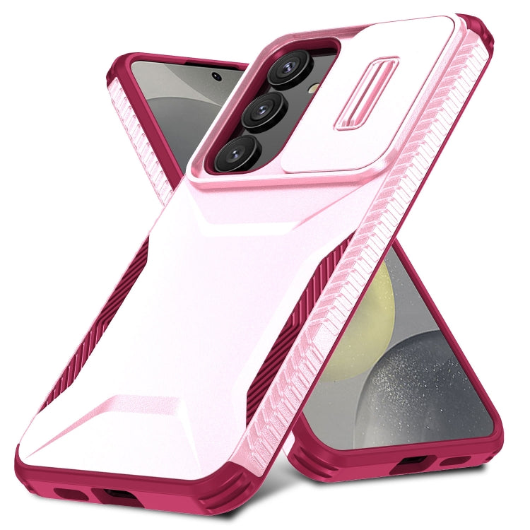 For Samsung Galaxy S25+ 5G / S24+ 5G Sliding Camshield Phone Case(Pink + Rose Red) - Galaxy S24+ 5G Cases by PMC Jewellery | Online Shopping South Africa | PMC Jewellery | Buy Now Pay Later Mobicred