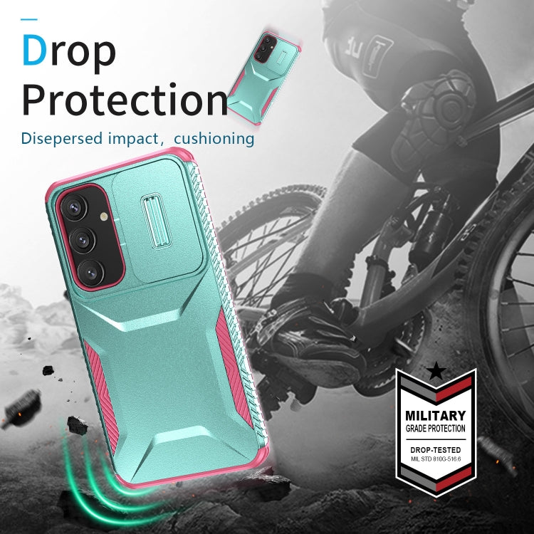 For Samsung Galaxy S25+ 5G / S24+ 5G Sliding Camshield Phone Case(Grey Green + Pink) - Galaxy S24+ 5G Cases by PMC Jewellery | Online Shopping South Africa | PMC Jewellery | Buy Now Pay Later Mobicred