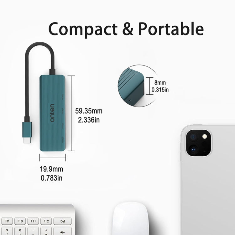 Onten UC620 10Gbps USB-C / Type-C to USB 3.2 Gen2 4 in 1 Multi-function HUB Docking Station, Length:1.5m(Green) - USB HUB by Onten | Online Shopping South Africa | PMC Jewellery | Buy Now Pay Later Mobicred