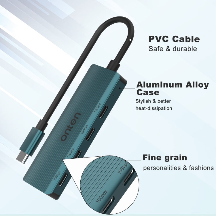 Onten UC620 10Gbps USB-C / Type-C to USB 3.2 Gen2 4 in 1 Multi-function HUB Docking Station, Length:1.5m(Green) - USB HUB by Onten | Online Shopping South Africa | PMC Jewellery | Buy Now Pay Later Mobicred
