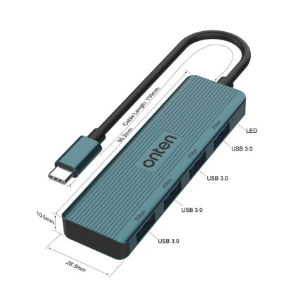 Onten UC621 5Gbps USB-C / Type-C to USB 3.2 Gen1 4 in 1 Multi-function HUB Docking Station, Length:1.5m(Green) - USB HUB by Onten | Online Shopping South Africa | PMC Jewellery | Buy Now Pay Later Mobicred