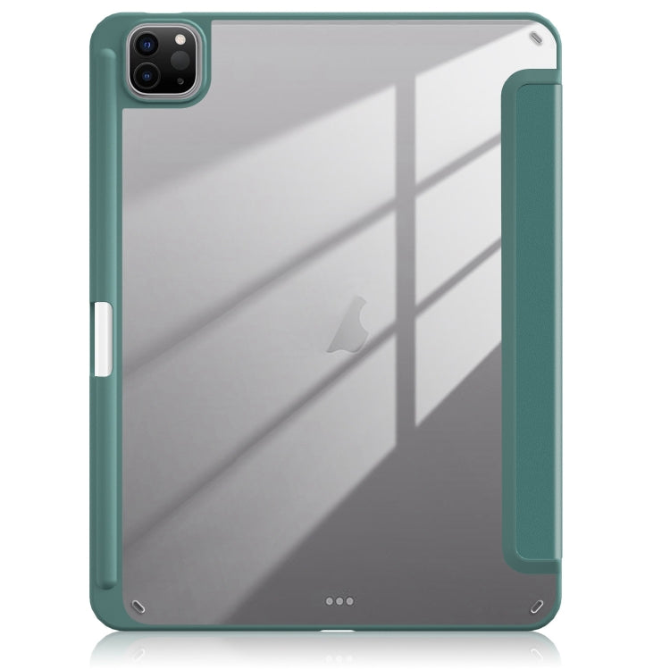 For iPad Air 11 2024 / Pro 11 2022 Acrylic 3-Fold Smart Leather Tablet Case(Deep Green) - iPad Air 11 2025 / 2024 Cases by PMC TechLife | Online Shopping South Africa | PMC TechLife | Buy Now Pay Later Mobicred