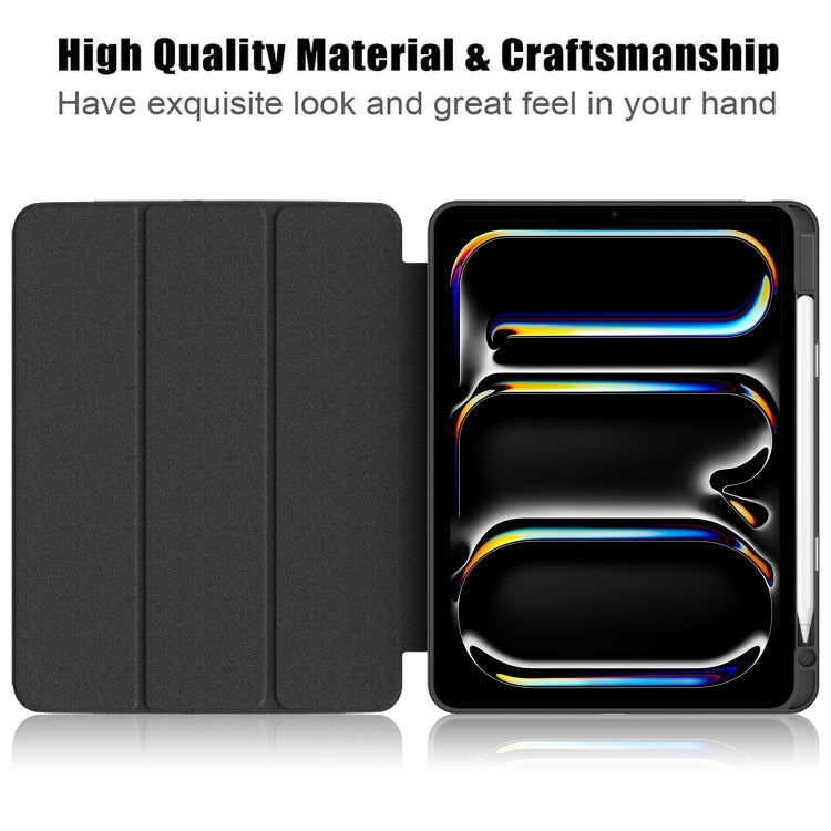 For iPad Pro 11 2024 Acrylic 3-Fold Smart Leather Tablet Case(Black) - iPad Pro 11 2024 Cases by PMC TechLife | Online Shopping South Africa | PMC TechLife | Buy Now Pay Later Mobicred