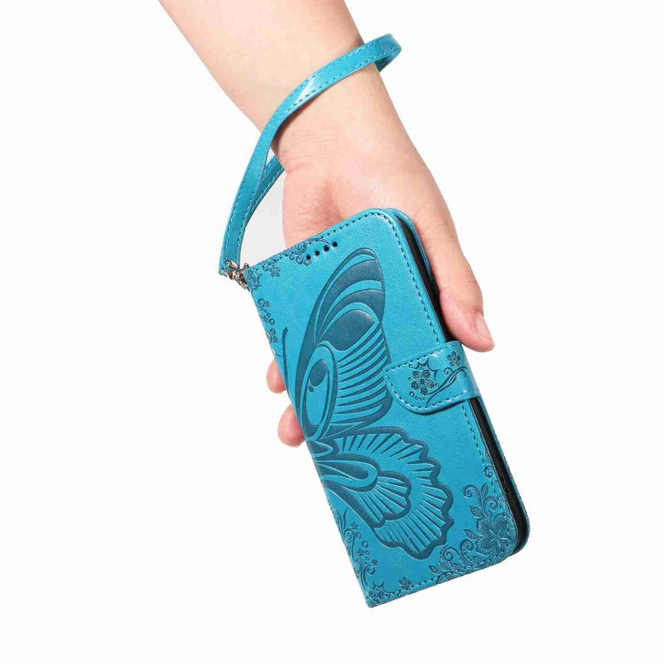 For iPhone 16 Pro Max Swallowtail Butterfly Embossed Leather Phone Case(Blue) - iPhone 16 Pro Max Cases by PMC Jewellery | Online Shopping South Africa | PMC Jewellery | Buy Now Pay Later Mobicred