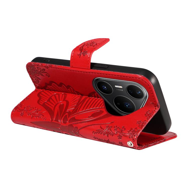 For Huawei Pura 80 Pro 5G Swallowtail Butterfly Embossed Leather Phone Case(Red) - free shipping - PMC TechLife - Order now!