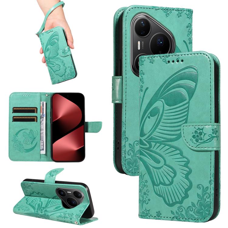 For Huawei Pura 80 Pro 5G Swallowtail Butterfly Embossed Leather Phone Case(Green) - free shipping - PMC TechLife - Order now!
