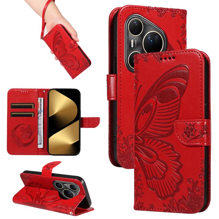 For Huawei Pura 80 Ultra 5G Swallowtail Butterfly Embossed Leather Phone Case(Red) - free shipping - PMC TechLife - Order now!
