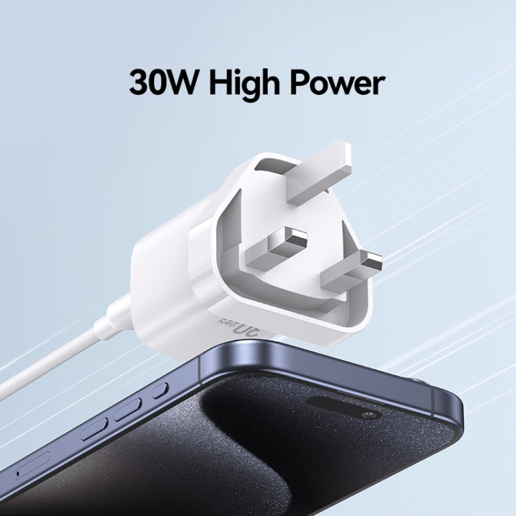 USAMS CC256 30W USB+USB-C / Type-C Dual Port GaN Fast Charger, UK Plug(White) - USB Charger by USAMS | Online Shopping South Africa | PMC Jewellery | Buy Now Pay Later Mobicred