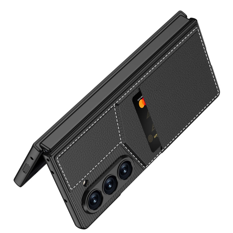 For Samsung Galaxy Z Fold6 GKK Integrated Rotor Bracket Recessed Card Bag Phone Case(Carbon Fibre Texture) - free shipping - PMC Jewellery - Order now!