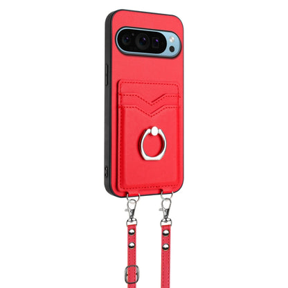 For Google Pixel 9 Pro XL R20 Crossbody Rope Ring Card Holder Phone Case(Red) - Google Cases by PMC Jewellery | Online Shopping South Africa | PMC Jewellery | Buy Now Pay Later Mobicred