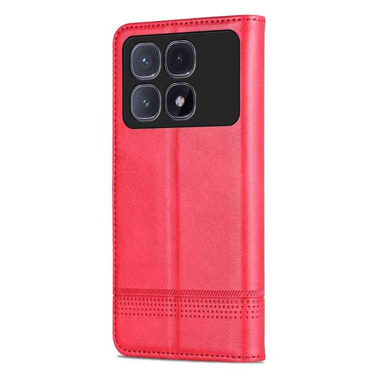 For Redmi K70 Ultra AZNS Magnetic Calf Texture Flip Leather Phone Case(Red) - Xiaomi Cases by AZNS | Online Shopping South Africa | PMC Jewellery | Buy Now Pay Later Mobicred