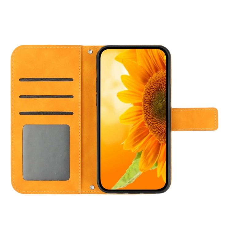 For Samsung Galaxy S25 5G Skin Feel Sun Flower Embossed Flip Leather Phone Case with Lanyard(Yellow) - Galaxy S25 5G Cases by PMC Jewellery | Online Shopping South Africa | PMC Jewellery | Buy Now Pay Later Mobicred