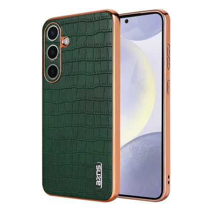 For Samsung Galaxy S25 5G AZNS Electroplated Frame Crocodile Texture Full Coverage Phone Case(Green) - Galaxy S25 5G Cases by AZNS | Online Shopping South Africa | PMC Jewellery | Buy Now Pay Later Mobicred