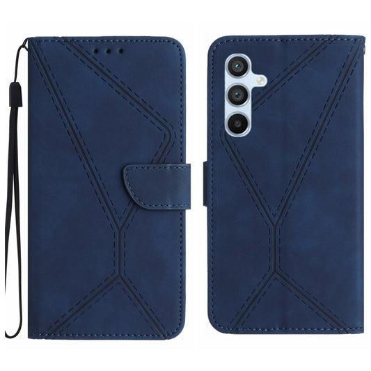 For Samsung Galaxy S25 5G Stitching Embossed Leather Phone Case(Blue) - Galaxy S25 5G Cases by PMC Jewellery | Online Shopping South Africa | PMC Jewellery | Buy Now Pay Later Mobicred