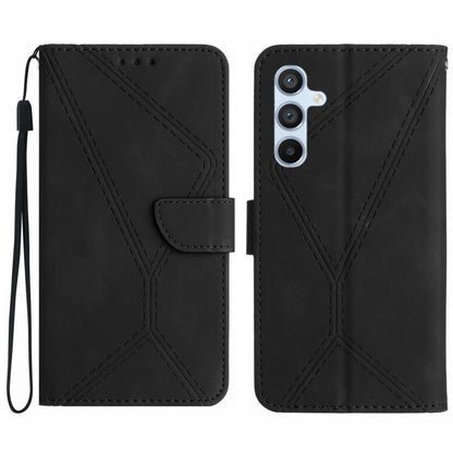 For Samsung Galaxy S25+ 5G Stitching Embossed Leather Phone Case(Black) - Galaxy S25+ 5G Cases by PMC Jewellery | Online Shopping South Africa | PMC Jewellery | Buy Now Pay Later Mobicred