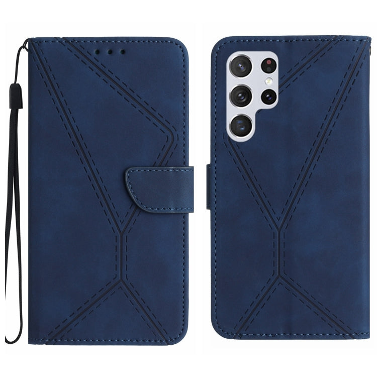 For Samsung Galaxy S25 Ultra 5G Stitching Embossed Leather Phone Case(Blue) - Galaxy S25 Ultra 5G Cases by PMC Jewellery | Online Shopping South Africa | PMC Jewellery | Buy Now Pay Later Mobicred