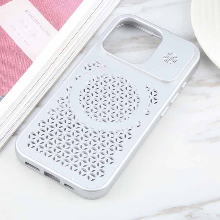 For iPhone 16 Pro Pure Color Honeycomb Aromatherapy MagSafe Phone Case(Silver) - iPhone 16 Pro Cases by PMC Jewellery | Online Shopping South Africa | PMC Jewellery | Buy Now Pay Later Mobicred