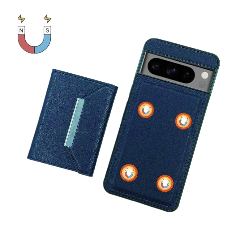 For Google Pixel 9 / 9 Pro Solid Color Metal Buckle Card Slots Bag Phone Case(Blue) - Google Cases by PMC Jewellery | Online Shopping South Africa | PMC Jewellery | Buy Now Pay Later Mobicred