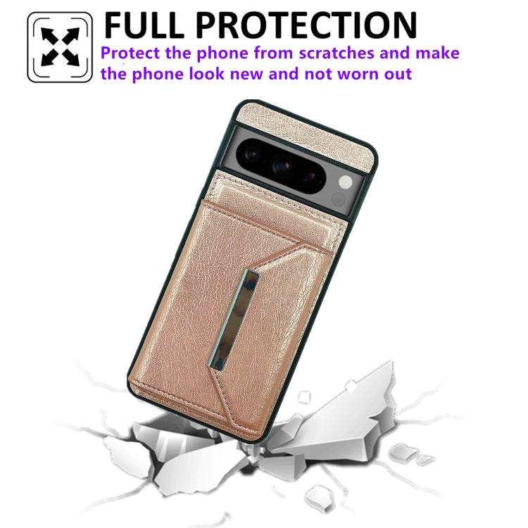 For Google Pixel 9 / 9 Pro Solid Color Metal Buckle Card Slots Bag Phone Case(Rose Gold) - Google Cases by PMC Jewellery | Online Shopping South Africa | PMC Jewellery | Buy Now Pay Later Mobicred