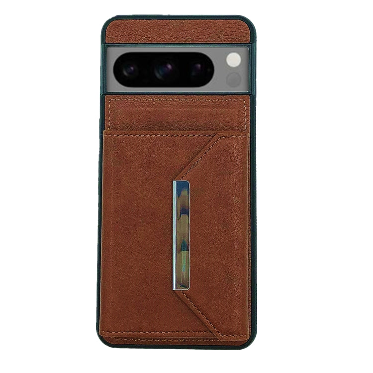 For Google Pixel 9 Pro XL Solid Color Metal Buckle Card Slots Bag Phone Case(Brown) - Google Cases by PMC Jewellery | Online Shopping South Africa | PMC Jewellery | Buy Now Pay Later Mobicred