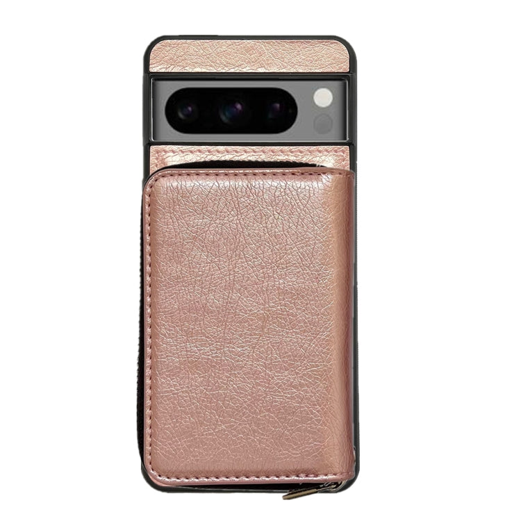 For Google Pixel 9 Pro XL Solid Color Zipper 11-Card Slots Bag Phone Case with Lanyard(Rose Gold) - Google Cases by PMC Jewellery | Online Shopping South Africa | PMC Jewellery | Buy Now Pay Later Mobicred