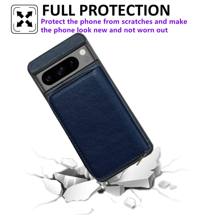 For Google Pixel 8a Solid Color Zipper 11-Card Slots Bag Phone Case with Lanyard(Blue) - Google Cases by PMC TechLife | Online Shopping South Africa | PMC TechLife | Buy Now Pay Later Mobicred
