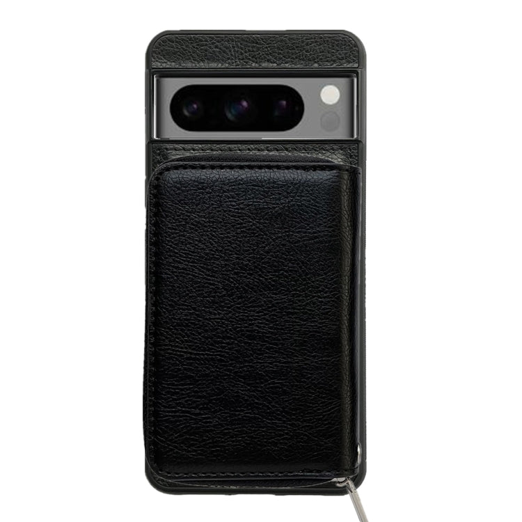 For Google Pixel 8 Pro Solid Color Zipper 11-Card Slots Bag Phone Case with Lanyard(Black) - Google Cases by PMC TechLife | Online Shopping South Africa | PMC TechLife | Buy Now Pay Later Mobicred