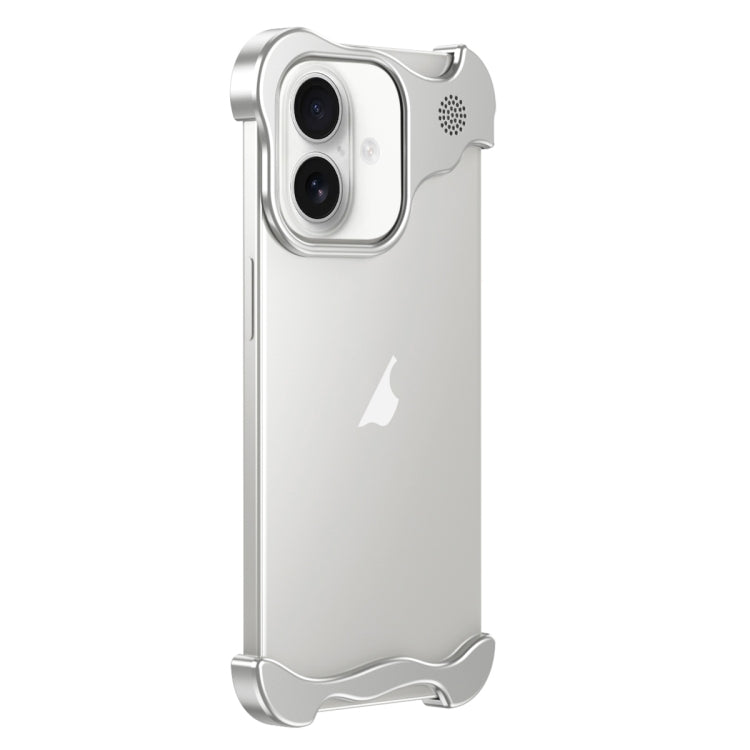 For iPhone 16 Aromatherapy Alloy Frameless Phone Case(Silver) - iPhone 16 Cases by PMC Jewellery | Online Shopping South Africa | PMC Jewellery | Buy Now Pay Later Mobicred