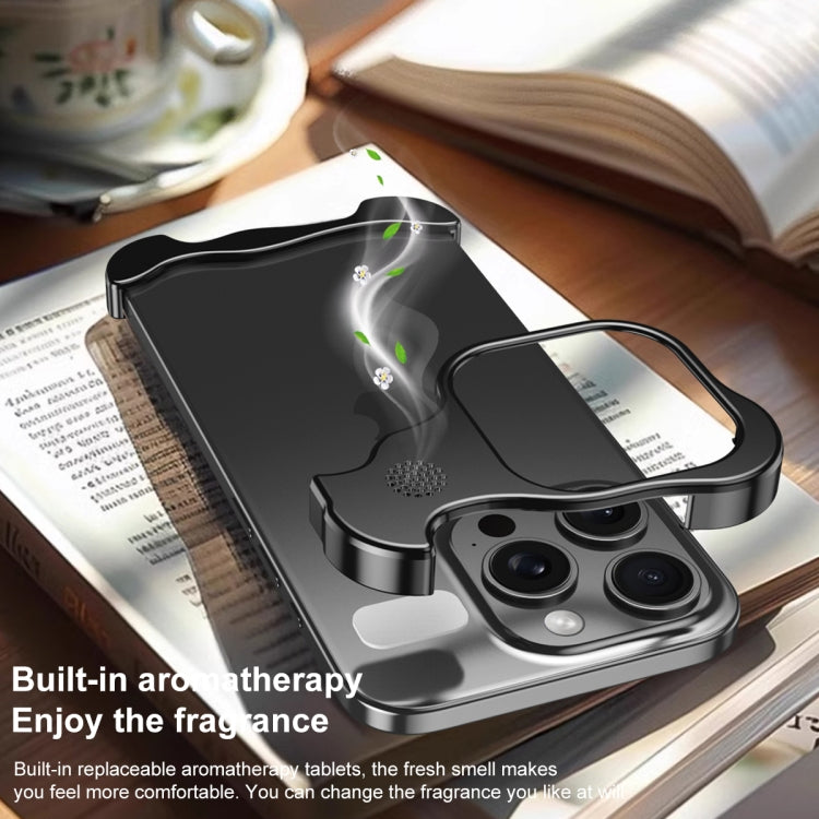 For iPhone 16 Plus Aromatherapy Alloy Frameless Phone Case(Silver) - free shipping - PMC Jewellery - Order now!