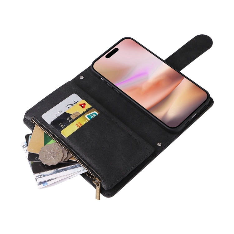 For iPhone 16 Plus Skin Feel Multi-Card Wallet Zipper Leather Phone Case(Black) - iPhone 16 Plus Cases by PMC Jewellery | Online Shopping South Africa | PMC Jewellery | Buy Now Pay Later Mobicred