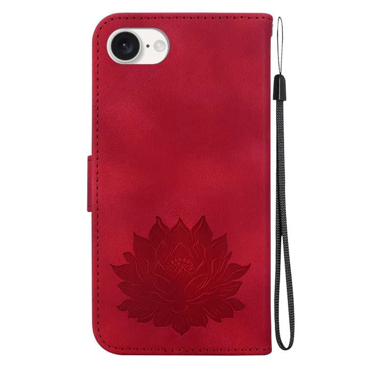 For iPhone SE 2024 Lotus Embossed Leather Phone Case(Red) - More iPhone Cases by PMC Jewellery | Online Shopping South Africa | PMC Jewellery | Buy Now Pay Later Mobicred