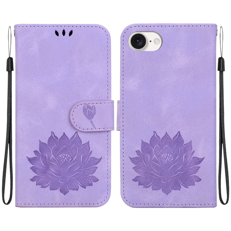 For iPhone SE 2024 Lotus Embossed Leather Phone Case(Purple) - More iPhone Cases by PMC Jewellery | Online Shopping South Africa | PMC Jewellery | Buy Now Pay Later Mobicred