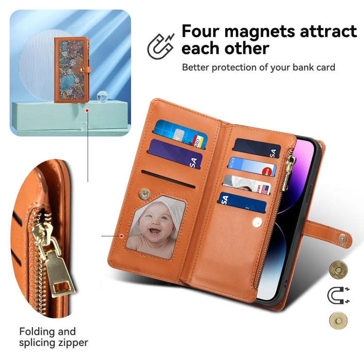 For Samsung Galaxy S24 FE 5G ESEBLE Star Series Lanyard Zipper Wallet RFID Leather Case(Brown) - free shipping - PMC Jewellery - Order now!