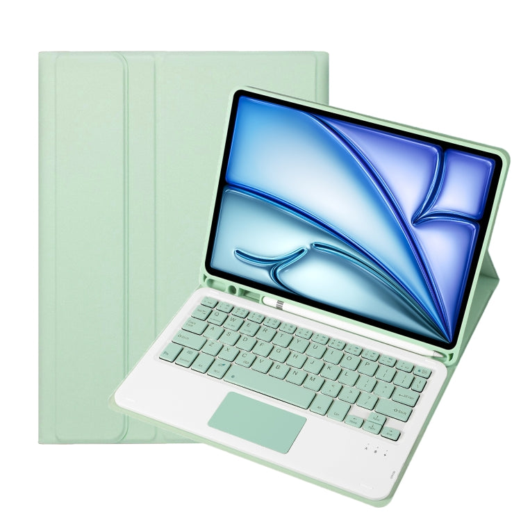 For iPad Air 11 2025 / 2024 / Air 5 10.9 / Air 4 A098B-A Detachable Ultra-Thin Bluetooth Touch Keyboard Leather Tablet Case with Pen Slot(Light Green) - For iPad Air by PMC Jewellery | Online Shopping South Africa | PMC Jewellery | Buy Now Pay Later Mobicred