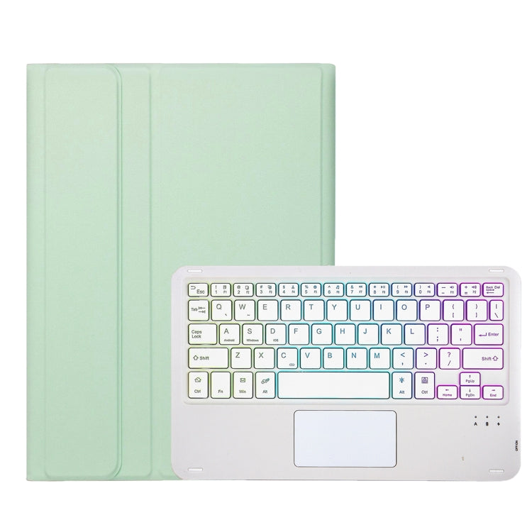 For iPad Air 11 2025 / 2024 / Air 5 10.9 / Air 4 A098B-AS Detachable Ultra-Thin Backlit Bluetooth Touch Keyboard Leather Tablet Case with Pen Slot(Light Green) - For iPad Air by PMC Jewellery | Online Shopping South Africa | PMC Jewellery | Buy Now Pay Later Mobicred